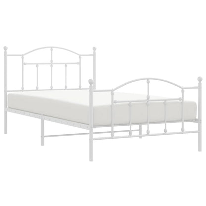 Metal Bed Frame without Mattress with Footboard White 100x200cm