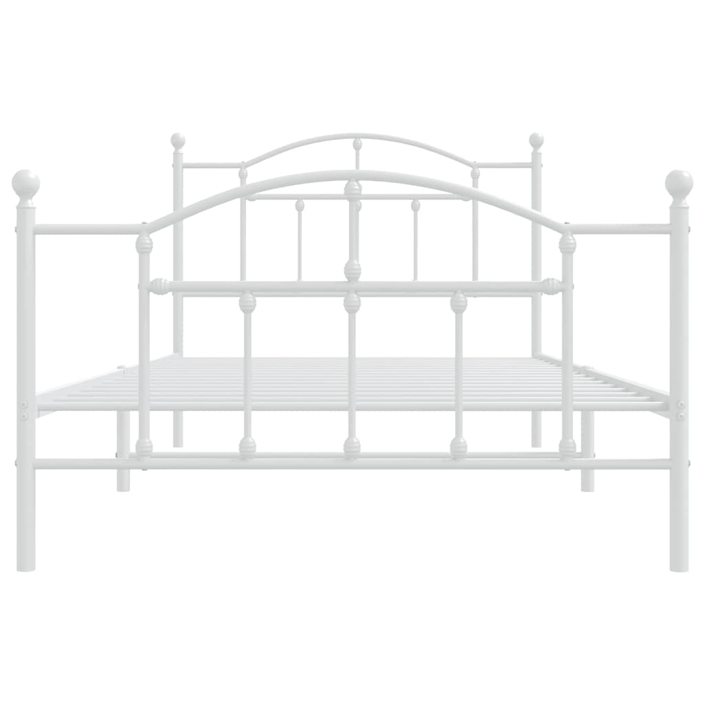 Metal Bed Frame without Mattress with Footboard White 100x200cm