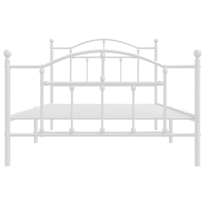 Metal Bed Frame without Mattress with Footboard White 100x200cm