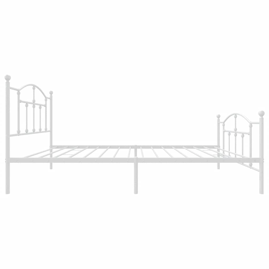 Metal Bed Frame without Mattress with Footboard White 100x200cm