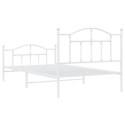 Metal Bed Frame without Mattress with Footboard White 100x200cm