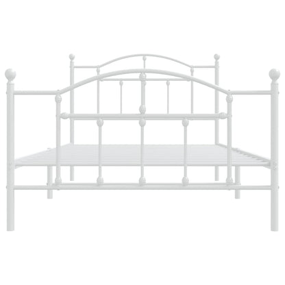 Metal Bed Frame without Mattress with Footboard White 107x203cm