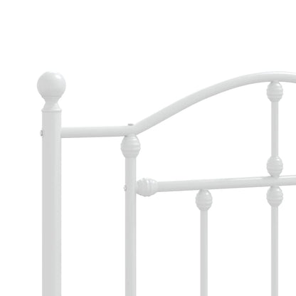 Metal Bed Frame without Mattress with Footboard White 107x203cm