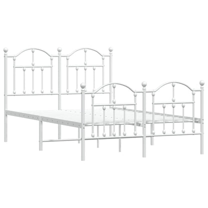 Metal Bed Frame without Mattress with Footboard White 120x200cm