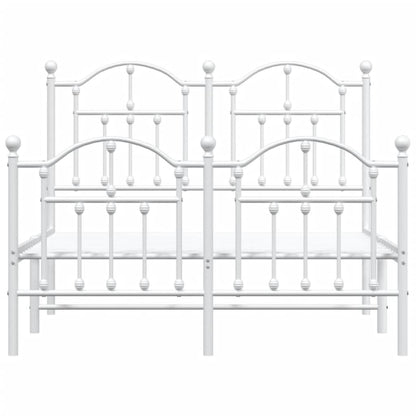 Metal Bed Frame without Mattress with Footboard White 120x200cm