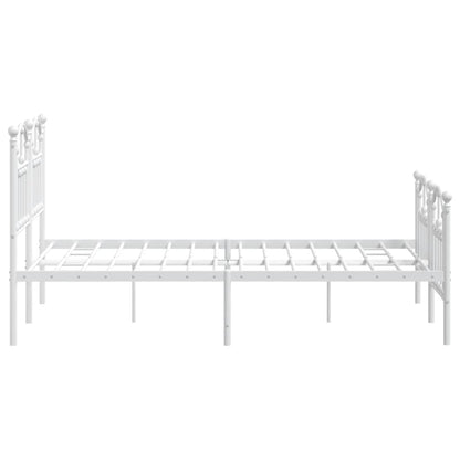 Metal Bed Frame without Mattress with Footboard White 120x200cm