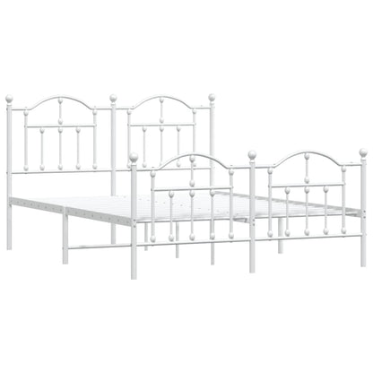 Metal Bed Frame without Mattress with Footboard White 140x190cm