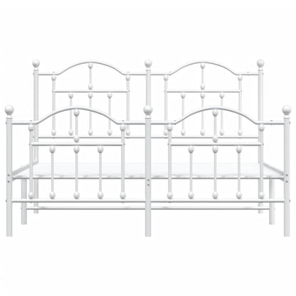 Metal Bed Frame without Mattress with Footboard White 140x190cm