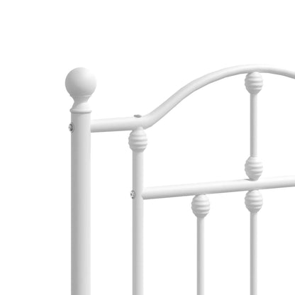 Metal Bed Frame without Mattress with Footboard White 140x190cm