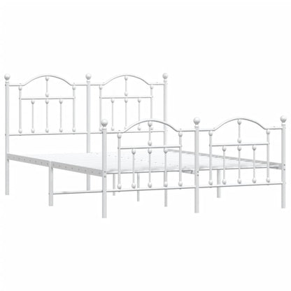 Metal Bed Frame without Mattress with Footboard White 140x200cm