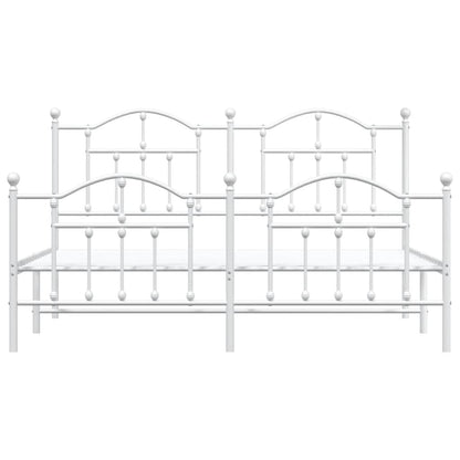 Metal Bed Frame without Mattress with Footboard White 183x213cm