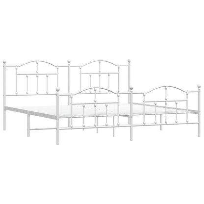 Metal Bed Frame without Mattress with Footboard White 193x203cm