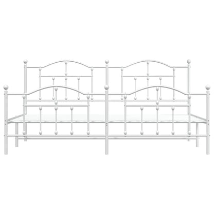 Metal Bed Frame without Mattress with Footboard White 193x203cm