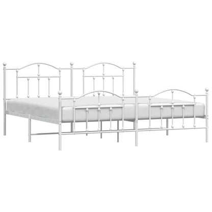 Metal Bed Frame without Mattress with Footboard White 200x200cm