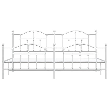 Metal Bed Frame without Mattress with Footboard White 200x200cm