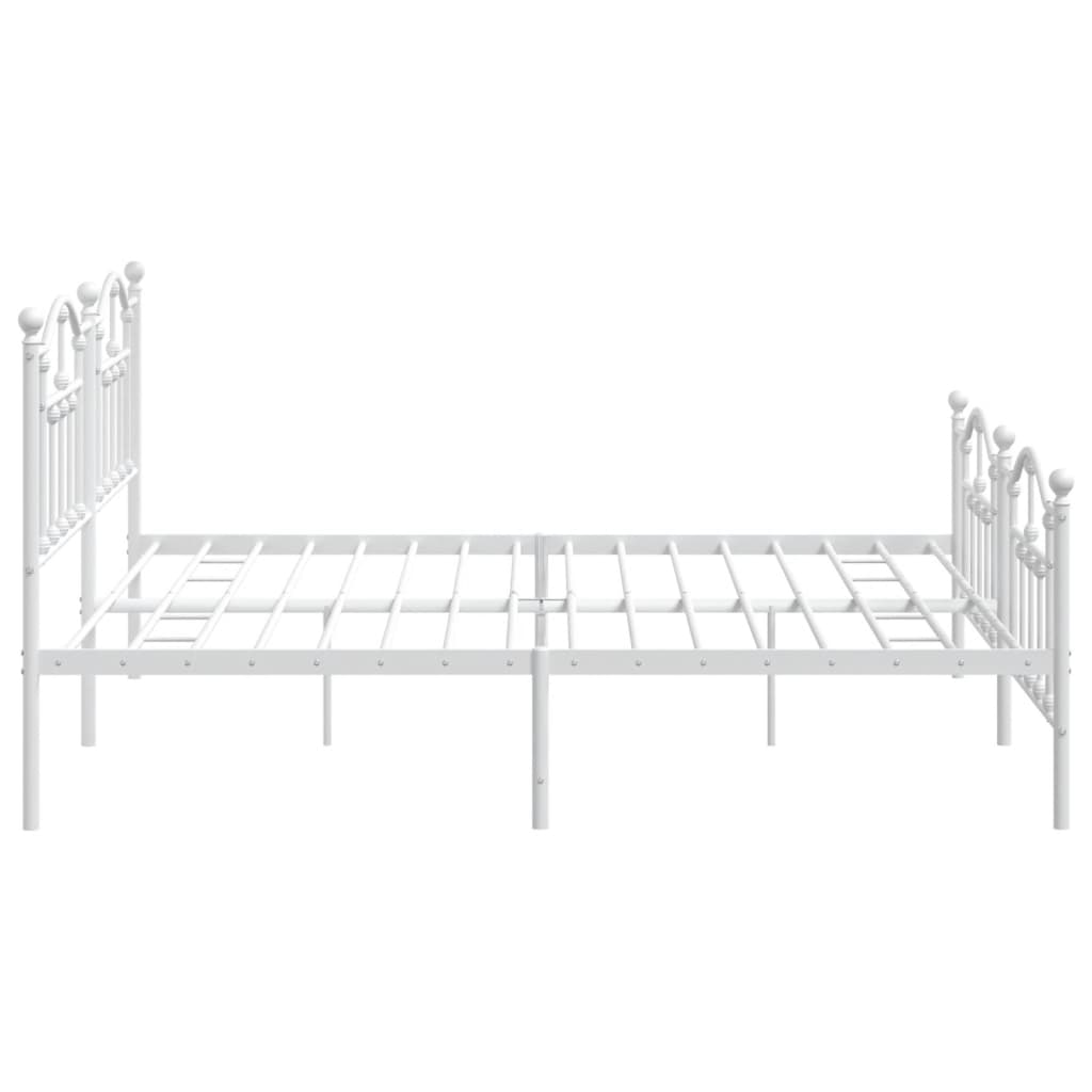 Metal Bed Frame without Mattress with Footboard White 200x200cm
