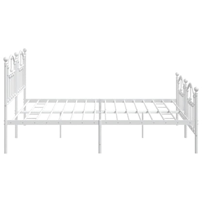 Metal Bed Frame without Mattress with Footboard White 200x200cm