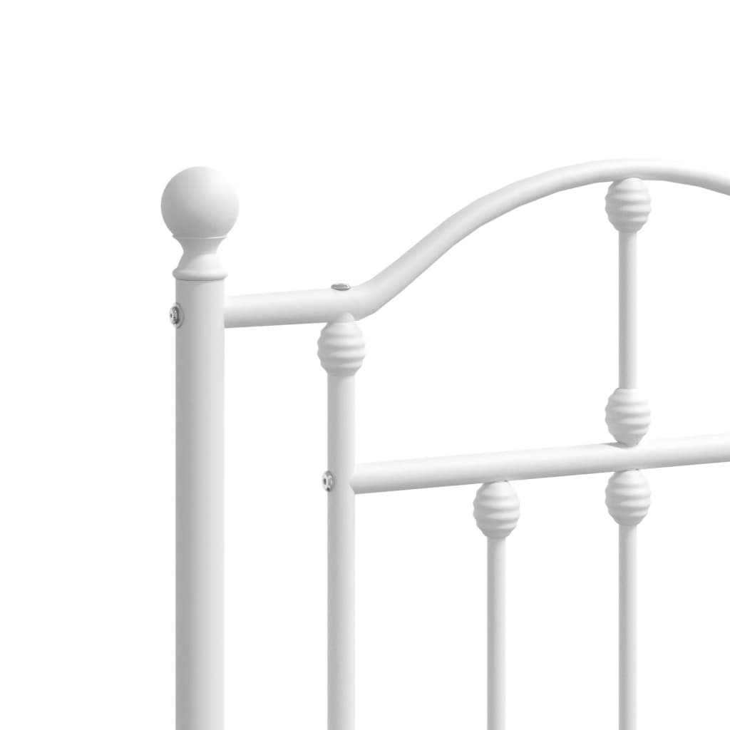 Metal Bed Frame without Mattress with Footboard White 200x200cm