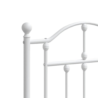 Metal Bed Frame without Mattress with Footboard White 200x200cm