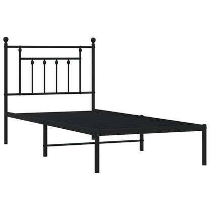 Metal Bed Frame without Mattress with Headboard Black 80x200cm