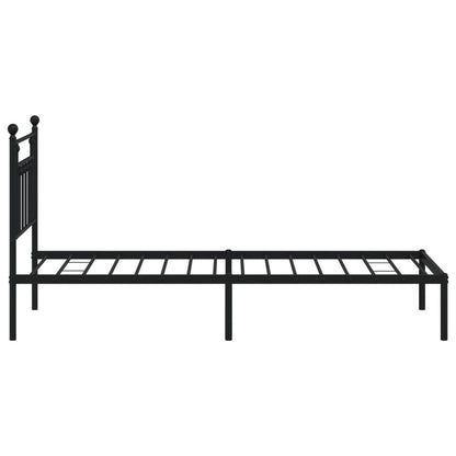 Metal Bed Frame without Mattress with Headboard Black 80x200cm