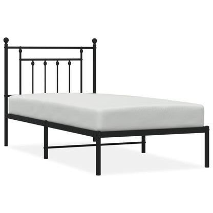 Metal Bed Frame without Mattress with Headboard Black 90x190cm