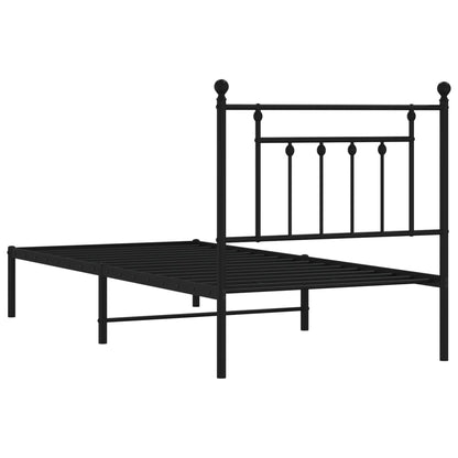 Metal Bed Frame without Mattress with Headboard Black 90x190cm
