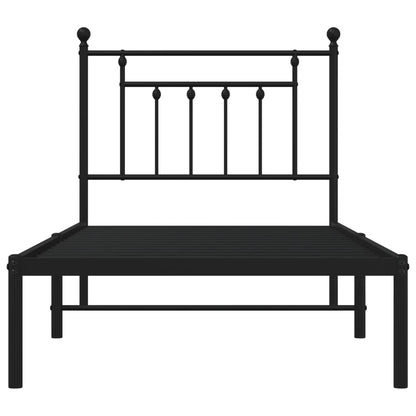 Metal Bed Frame without Mattress with Headboard Black 90x200cm