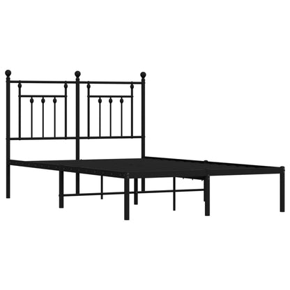 Metal Bed Frame without Mattress with Headboard Black 120x190cm