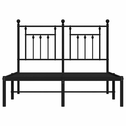 Metal Bed Frame without Mattress with Headboard Black 135x190cm