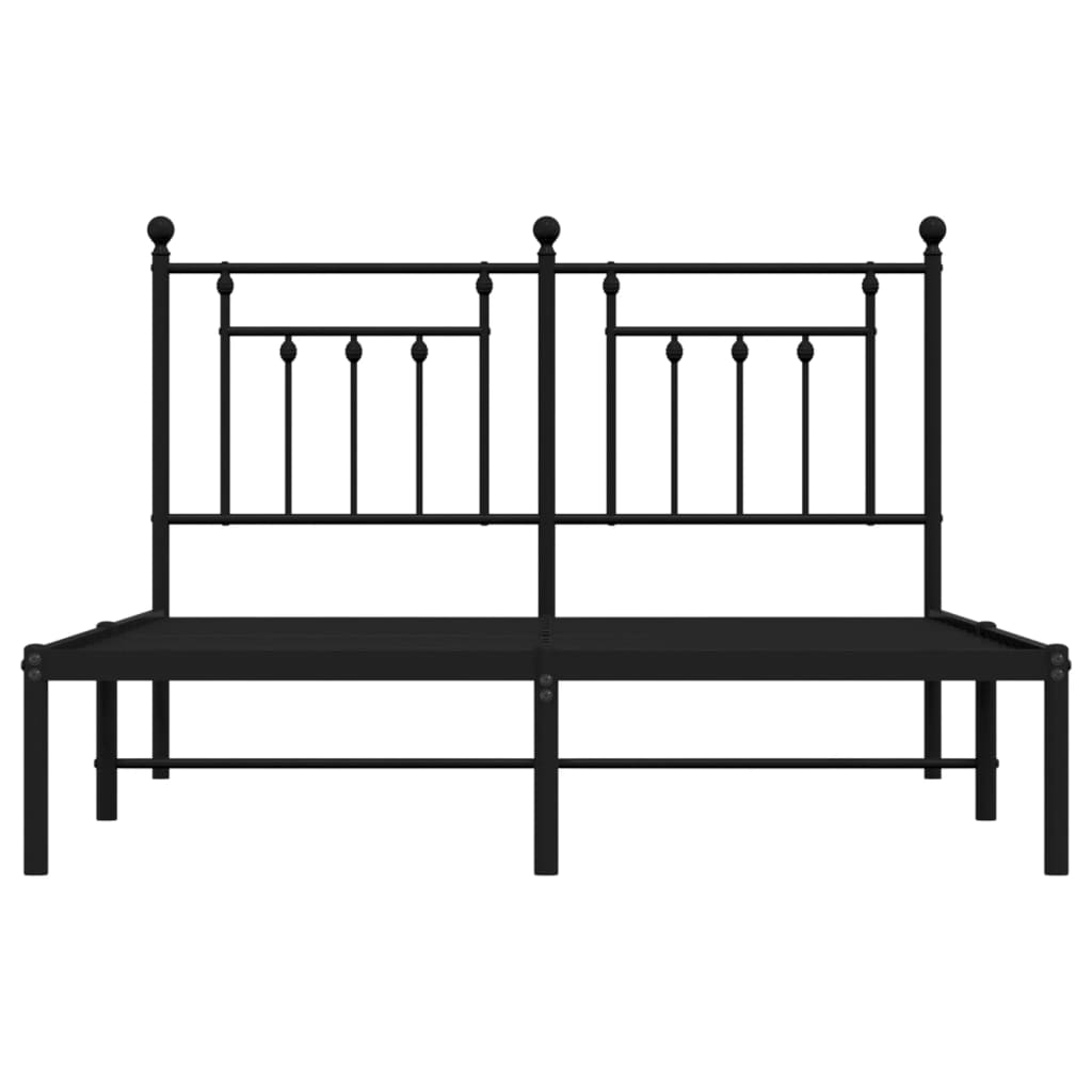 Metal Bed Frame without Mattress with Headboard Black 140x200cm