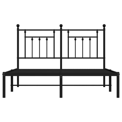 Metal Bed Frame without Mattress with Headboard Black 140x200cm