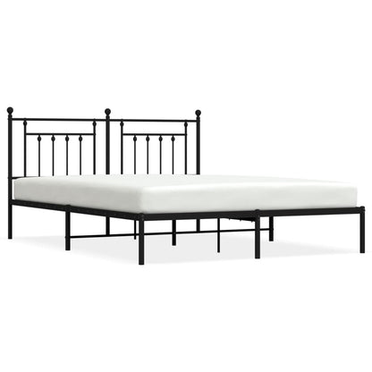 Metal Bed Frame without Mattress with Headboard Black 180x200cm
