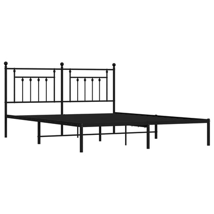 Metal Bed Frame without Mattress with Headboard Black 180x200cm