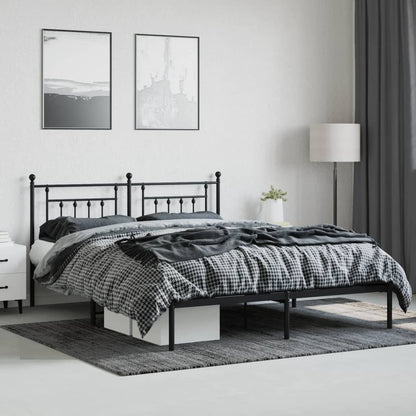 Metal Bed Frame without Mattress with Headboard Black 180x200cm
