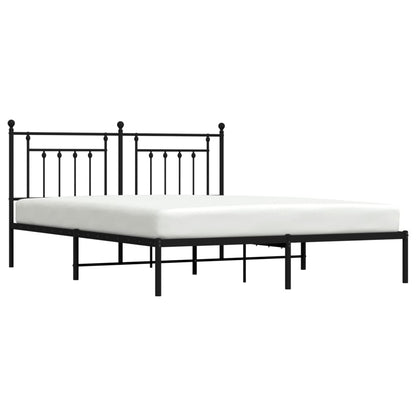Metal Bed Frame without Mattress with Headboard Black 180x200cm