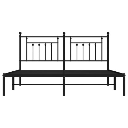 Metal Bed Frame without Mattress with Headboard Black 180x200cm