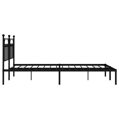 Metal Bed Frame without Mattress with Headboard Black 180x200cm