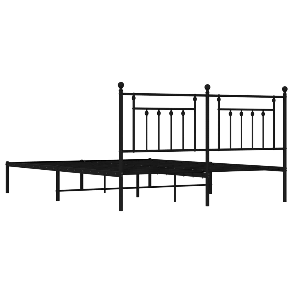 Metal Bed Frame without Mattress with Headboard Black 180x200cm