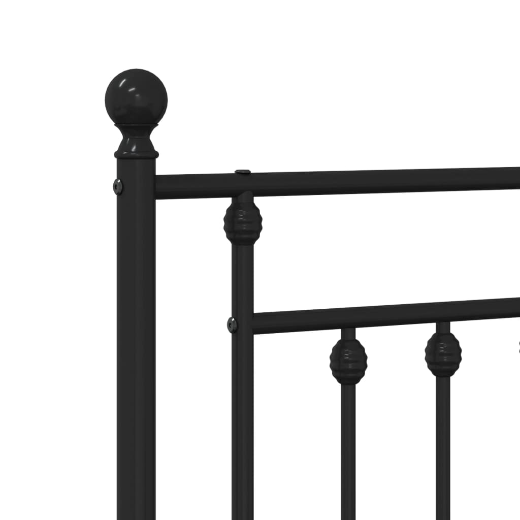 Metal Bed Frame without Mattress with Headboard Black 180x200cm
