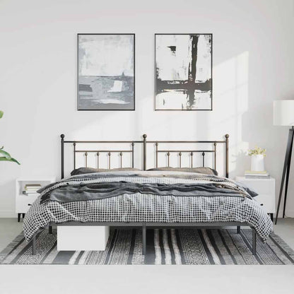 Metal Bed Frame without Mattress with Headboard Black 183x213cm