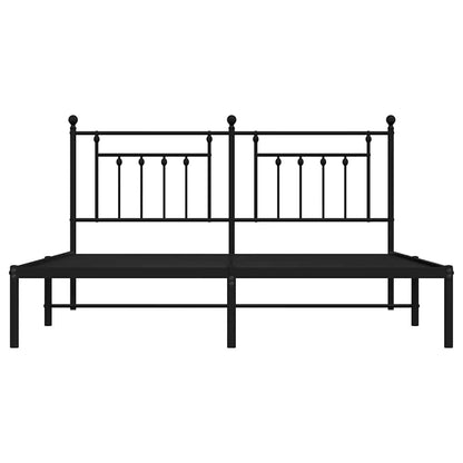 Metal Bed Frame without Mattress with Headboard Black 183x213cm