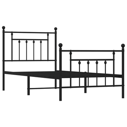 Metal Bed Frame without Mattress with Footboard Black 90x200cm