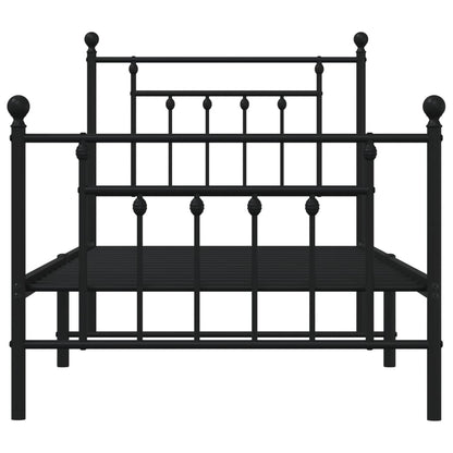 Metal Bed Frame without Mattress with Footboard Black 90x200cm