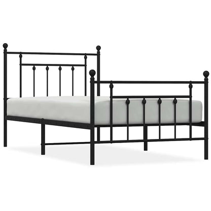 Metal Bed Frame without Mattress with Footboard Black 100x190cm