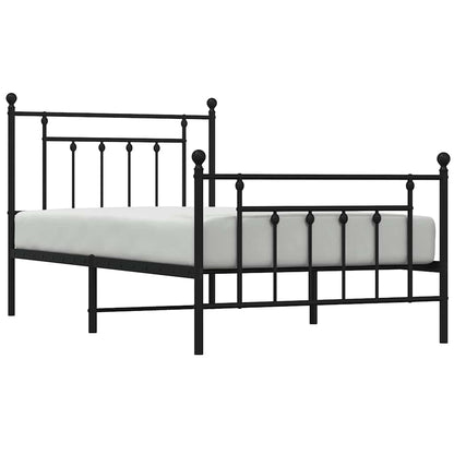Metal Bed Frame without Mattress with Footboard Black 100x190cm
