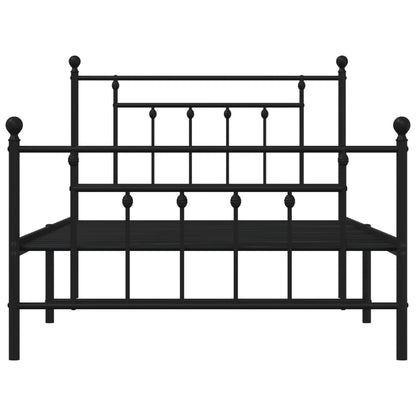 Metal Bed Frame without Mattress with Footboard Black 107x203cm