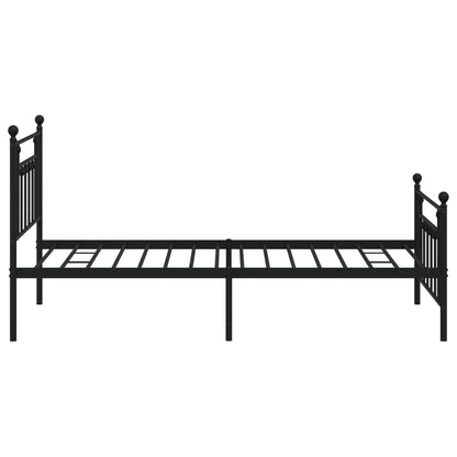 Metal Bed Frame without Mattress with Footboard Black 107x203cm
