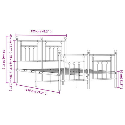 Metal Bed Frame without Mattress with Footboard Black 120x190cm