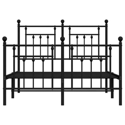 Metal Bed Frame without Mattress with Footboard Black 120x200cm
